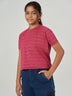 Grey Striped Regular Fit Short Sleeve T-Shirt
