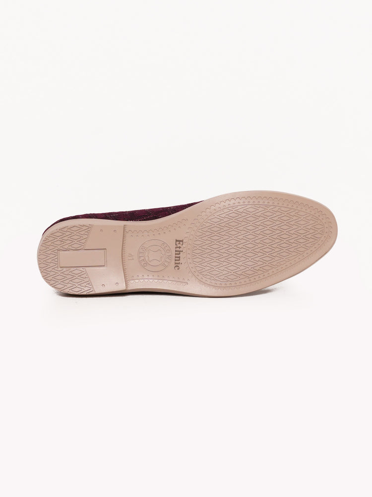 Maroon Textured Embroidered Ethnic Slip-On Shoes