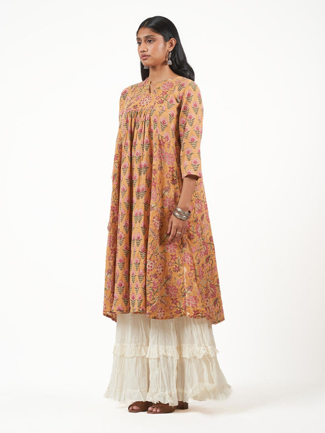 Cotton Hand Block Print Long Kurti Pant Set