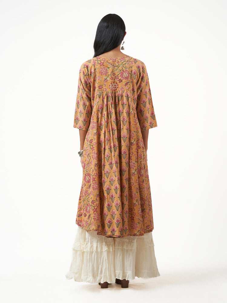 Cotton Hand Block Print Long Kurti Pant Set