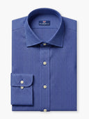 Navy Blue Micro Checked Cotton Poplin Custom Shirt