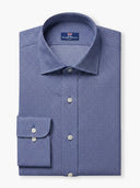 Navy Blue Micro Geometric Cotton Dobby Custom Shirt