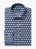 Navy Floral Cotton Lycra Custom Shirt