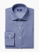 Navy Micro Geometric Cotton Dobby Custom Shirt
