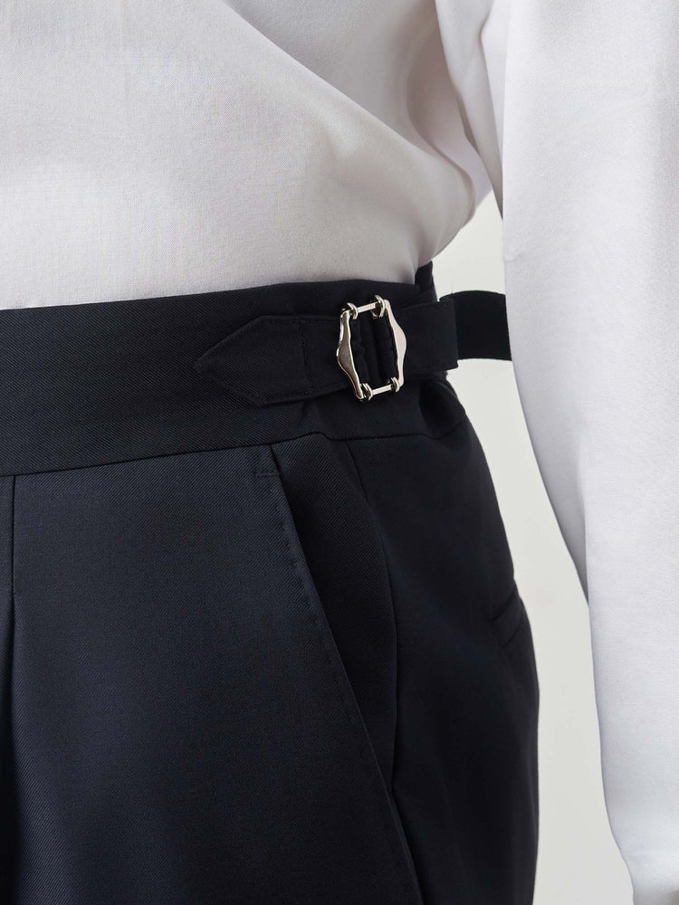 Navy Pleated Wool Luxury Suit