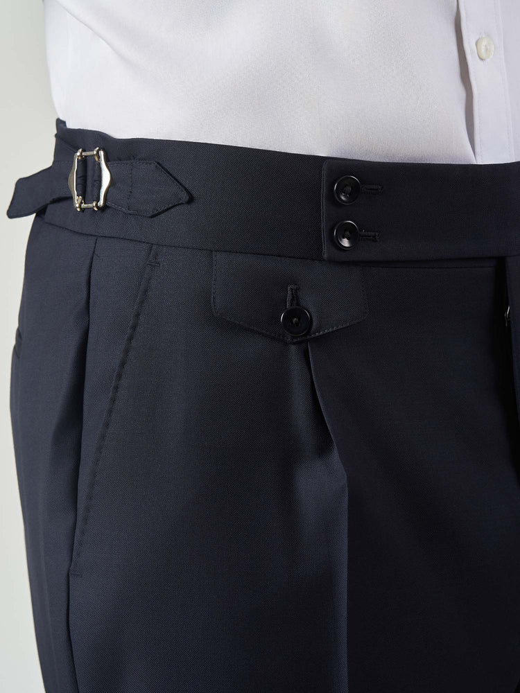 Navy Pleated Wool Luxury Suit