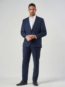 Navy Windowpane Wool Slim Fit Suit