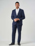 Navy Windowpane Wool Slim Fit Suit