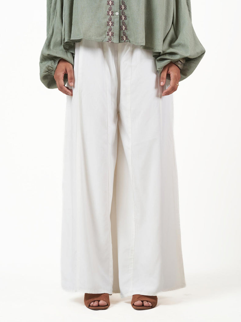 Cotton Viscose Flared Loose Fit Pant