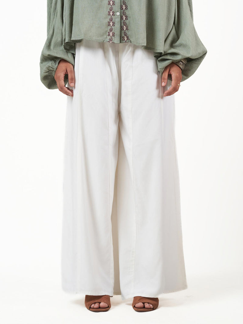 Cotton Viscose Flared Loose Fit Pant