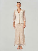 Off White Linen Blend Lace Formal Set