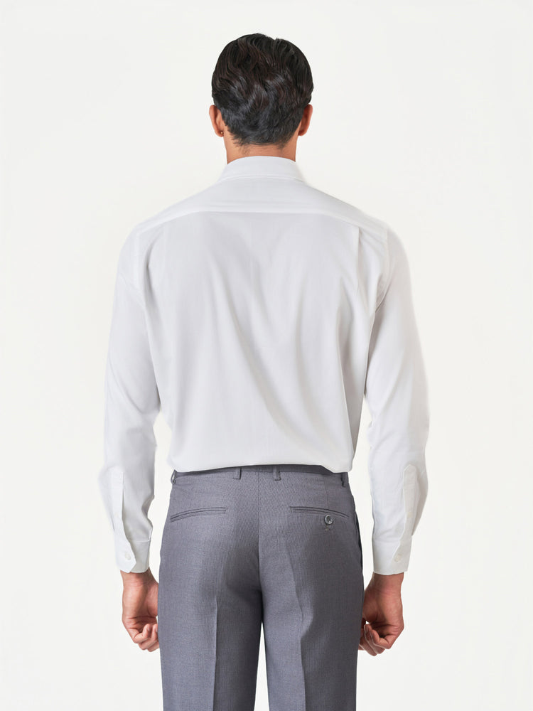 Off White Plain Long Sleeve Formal Shirt