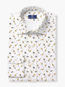 Off White Printed Cotton Poplin Custom Shirt
