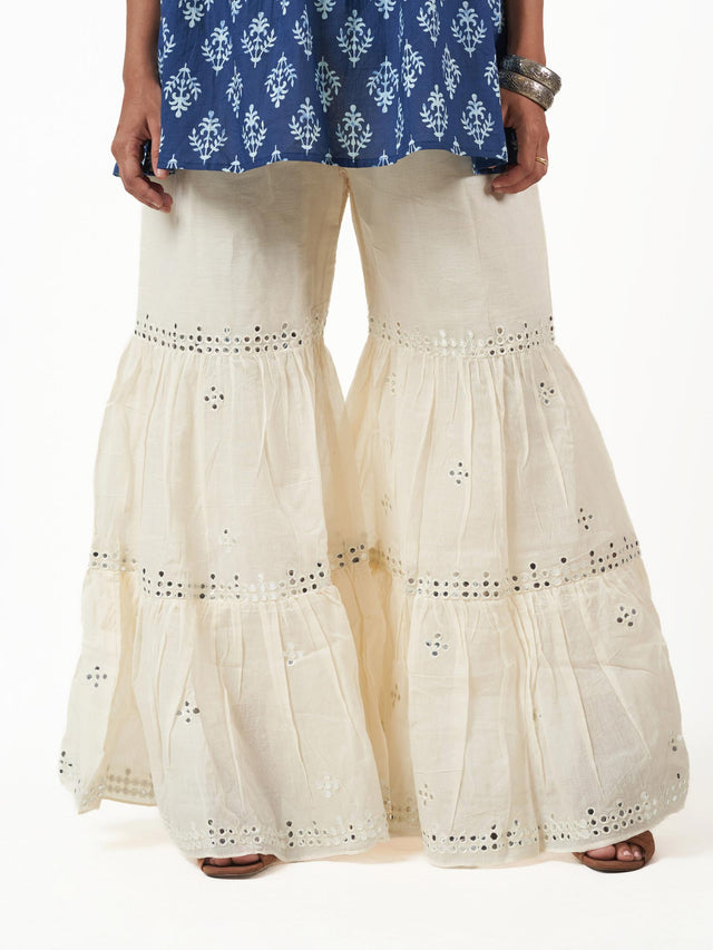 Cotton Embroidered Flared Pants