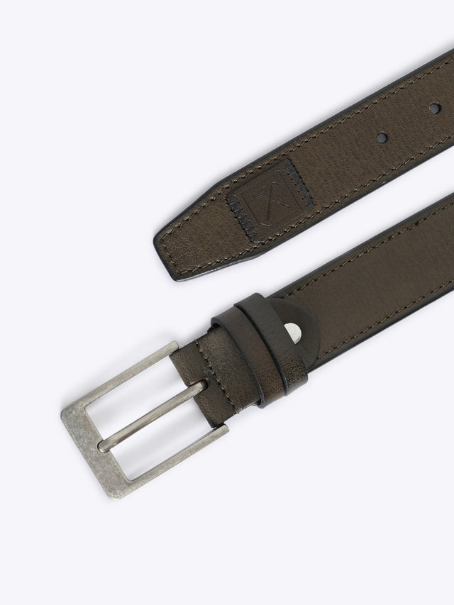 Full Grain Leather Casual Belt with Edge Stitching