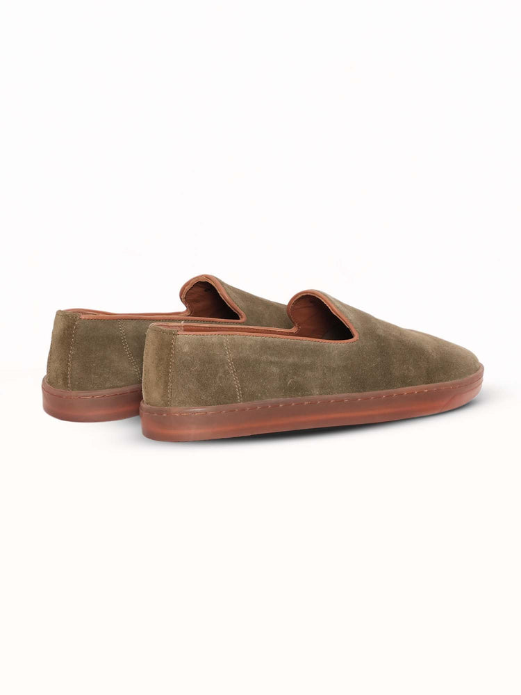 Nubuck Leather Embossed Slip-On Shoes