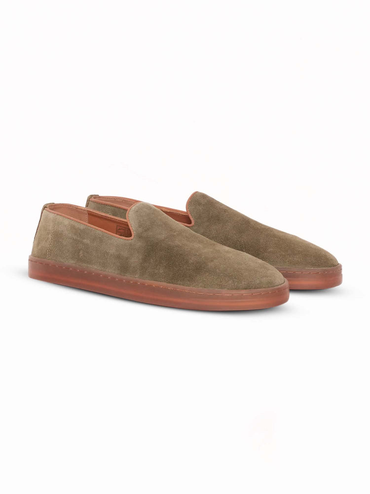 Nubuck Leather Embossed Slip-On Shoes