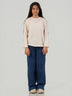 Light Orange Striped Long Sleeve Drawstring Top