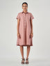 Peach Linen Cotton Shirt Dress