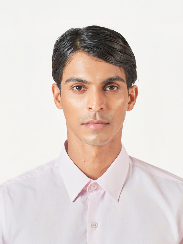 Pink Striped Long Sleeve Formal Shirt