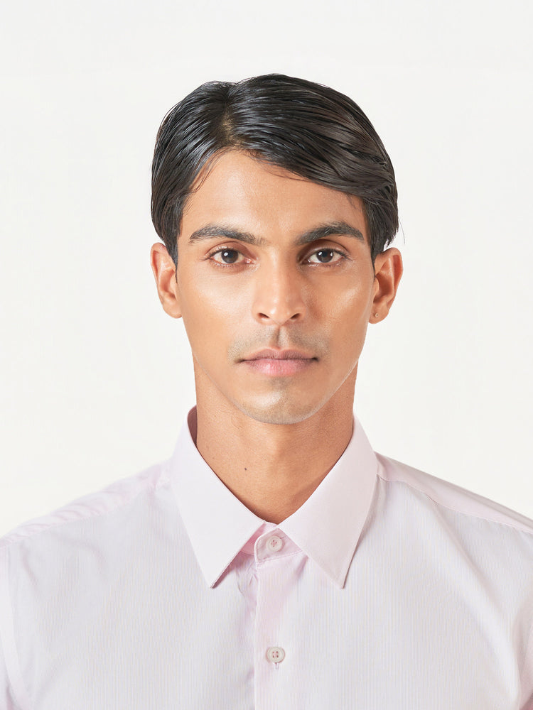 Pink Striped Long Sleeve Formal Shirt
