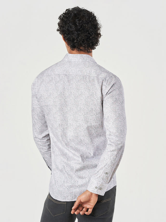 Pink Printed Cotton Slim Fit Casual Shirt