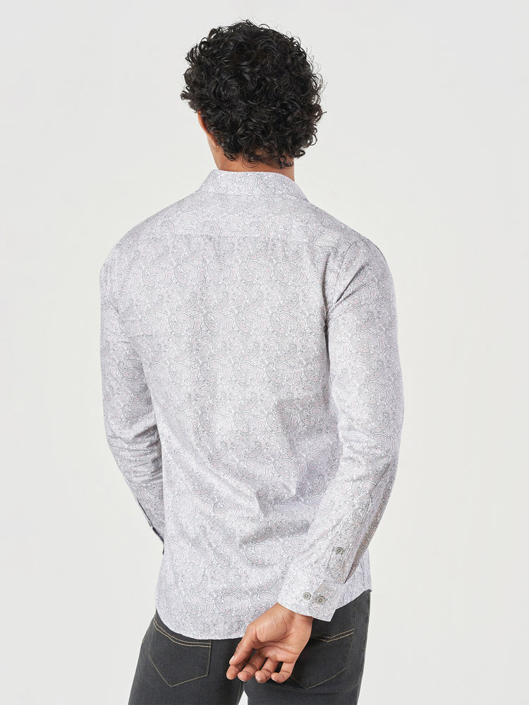 Pink Printed Cotton Slim Fit Casual Shirt