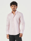 Pink Printed Cotton Slim Fit Casual Shirt