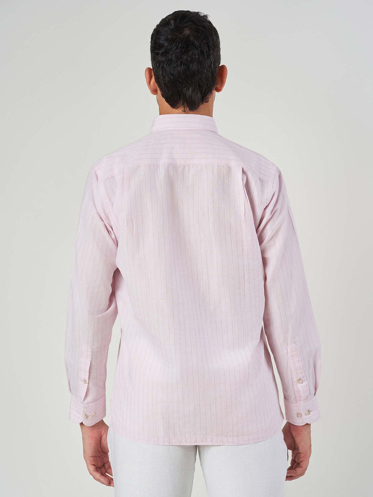 Striped Cotton Linen Regular Fit Shirt