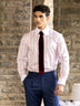 Pink Striped Cotton Tailored Fit Shirt