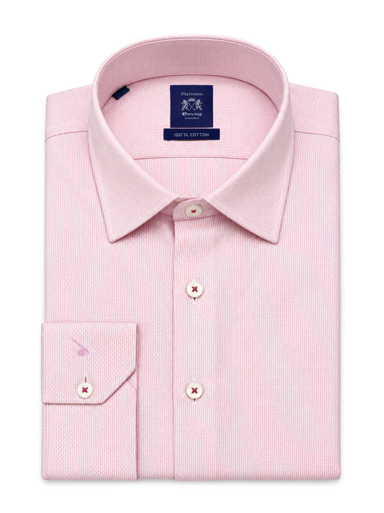 Pink Striped Cotton Tailored Fit Shirt