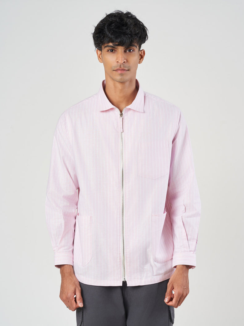 Striped Relaxed Fit Cotton Shacket