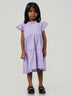 Purple Solid Regular Fit Ruffle Sleeve Dress