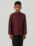 Red Jacquard Regular Fit Long Sleeve Kurta