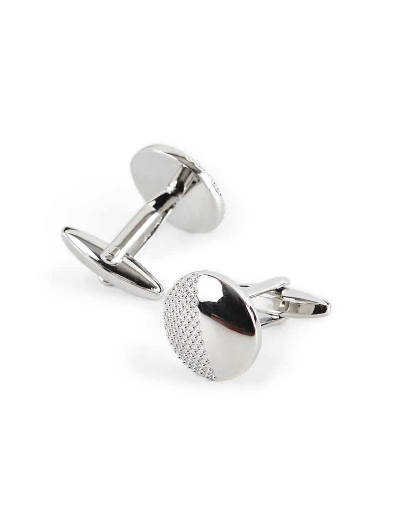 Round Dual-Texture Polished Cufflinks