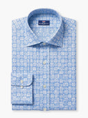 Sky Blue Printed Cotton Lycra Custom Shirt