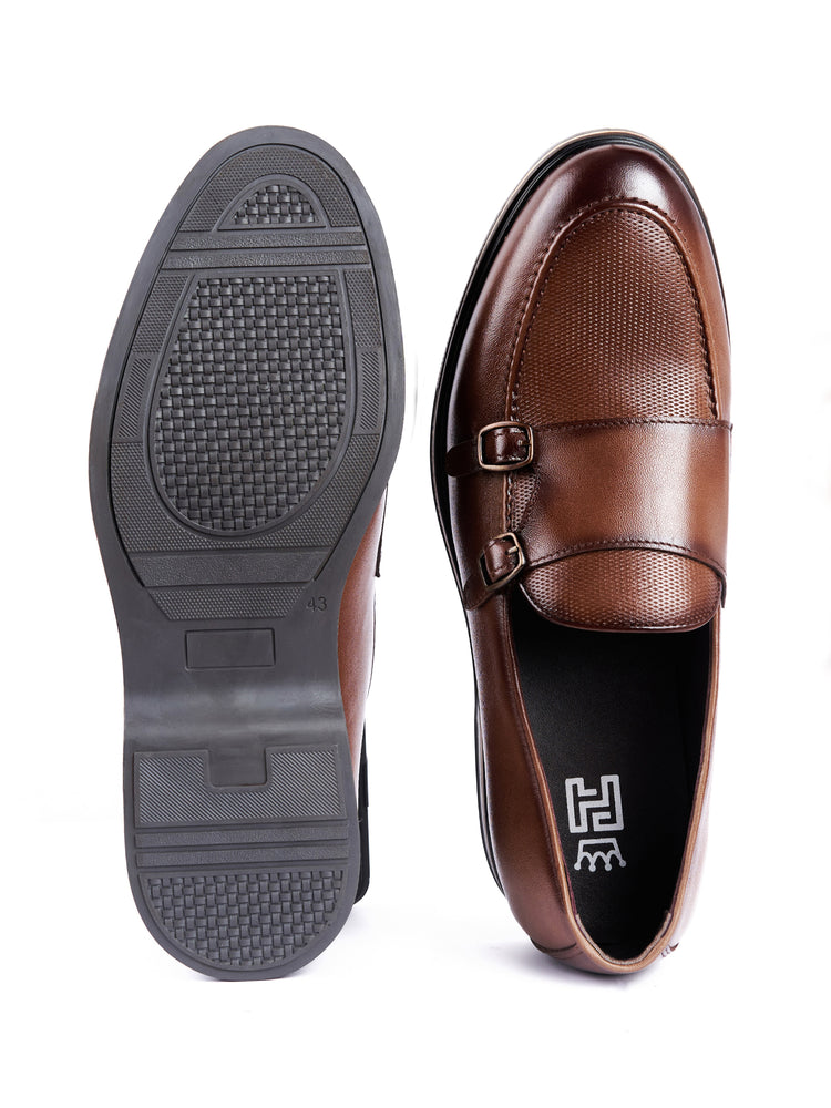Genuine Leather Double Monk Slip-On Shoes