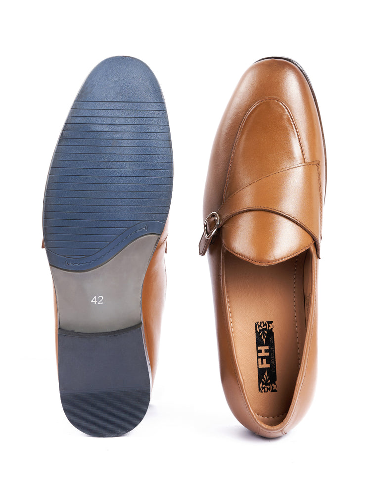 Genuine Leather Single Monk Slip-On Shoes