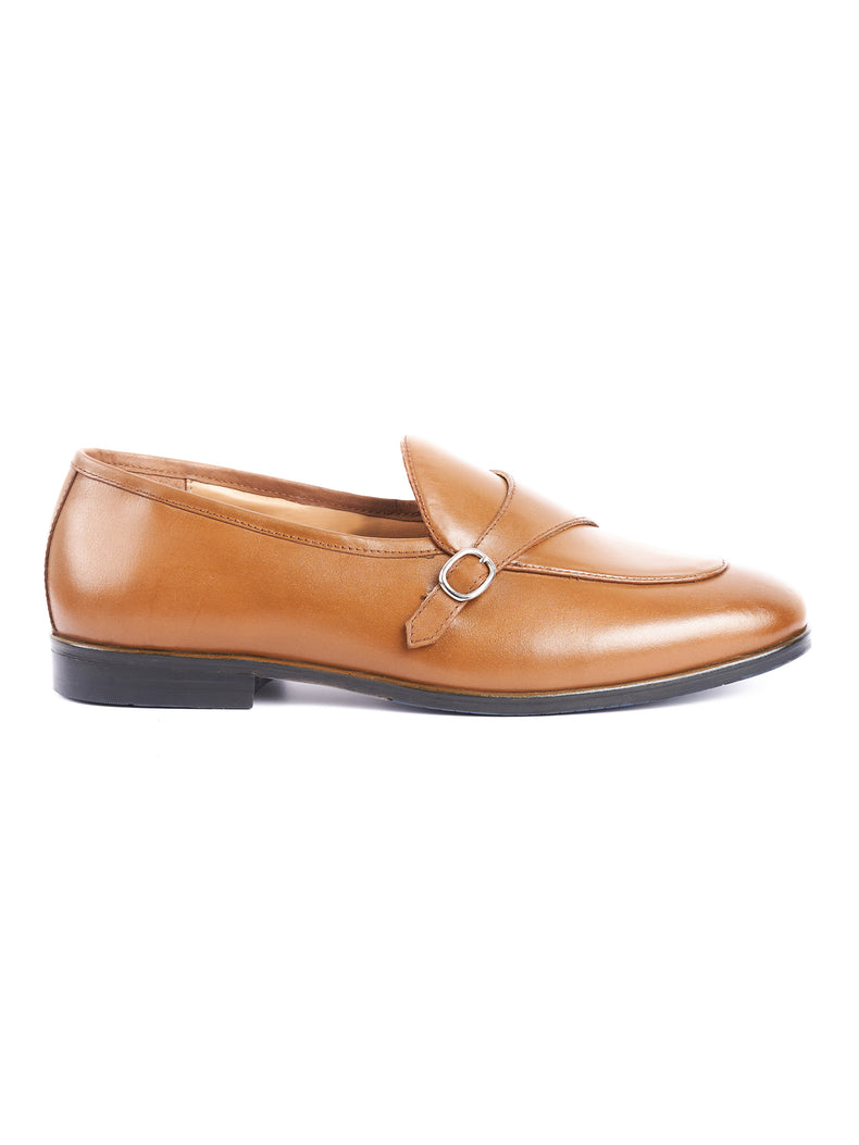 Genuine Leather Single Monk Slip-On Shoes