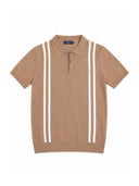 Contrast Stripe Zip Knit Regular Fit Polo Shirt