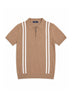 Contrast Stripe Zip Knit Regular Fit Polo Shirt