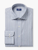 White Blue Striped Cotton Custom Shirt