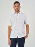 White Checked Linen Regular Fit Short Sleeve Shirt