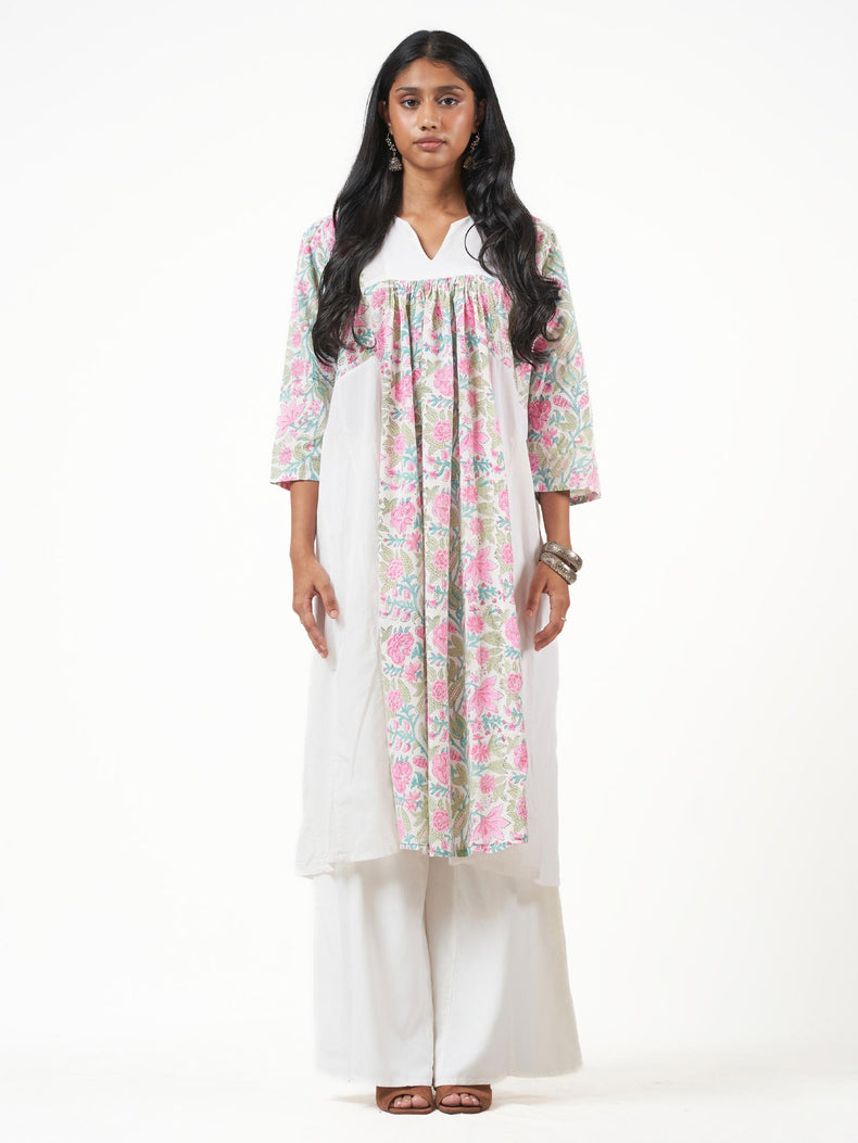 Cotton Printed V Neck Long Kurti