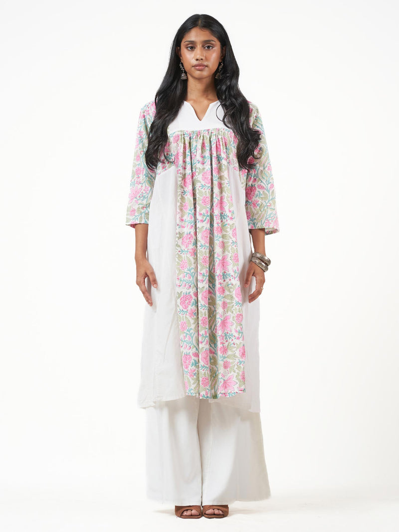 Cotton Printed V Neck Long Kurti