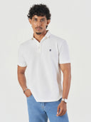 White Cotton Plain Polo T-Shirt