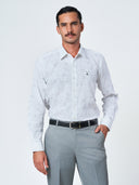 White Printed Long Sleeve Casual Shirt