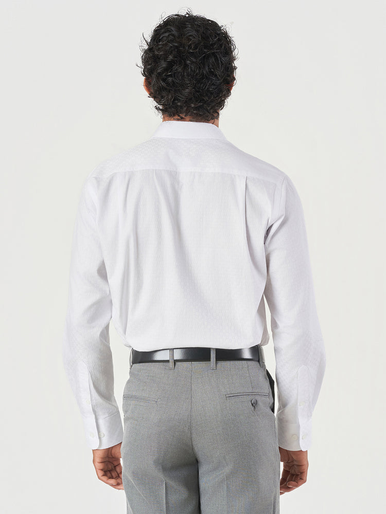 White Design Cotton Regular Fit Formal Shirt