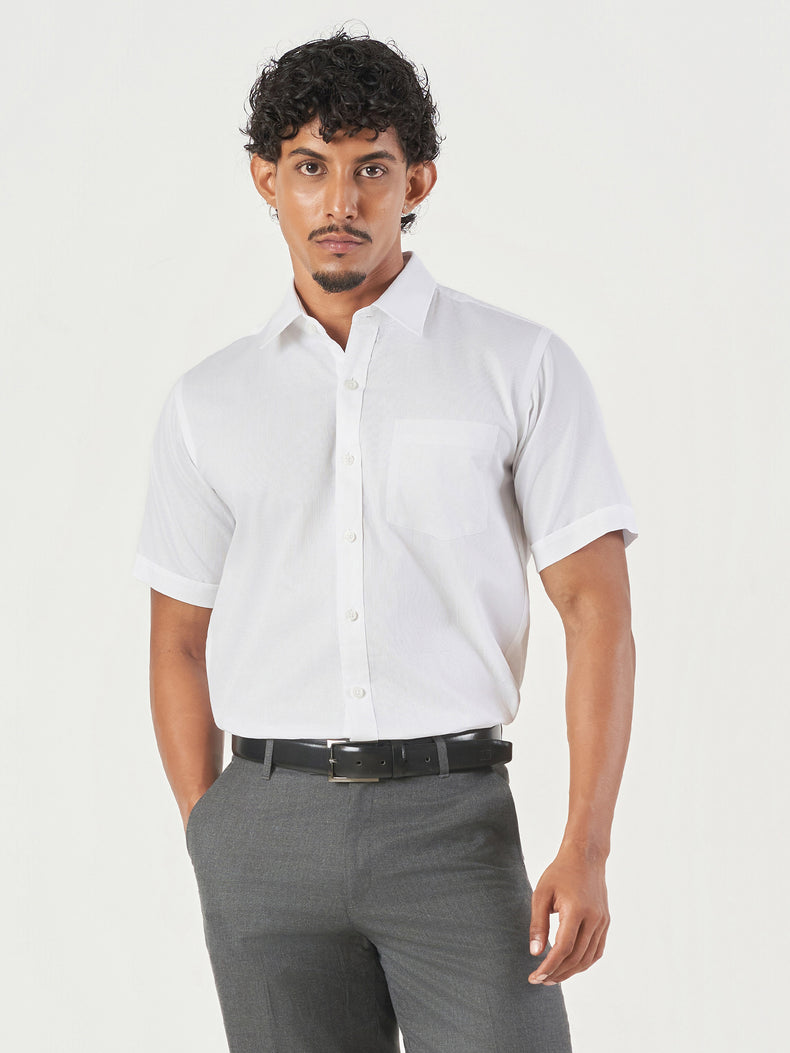White Design Cotton Regular Fit Formal Shirt