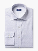 White Light Blue Micro Floral Cotton Poplin Custom Shirt